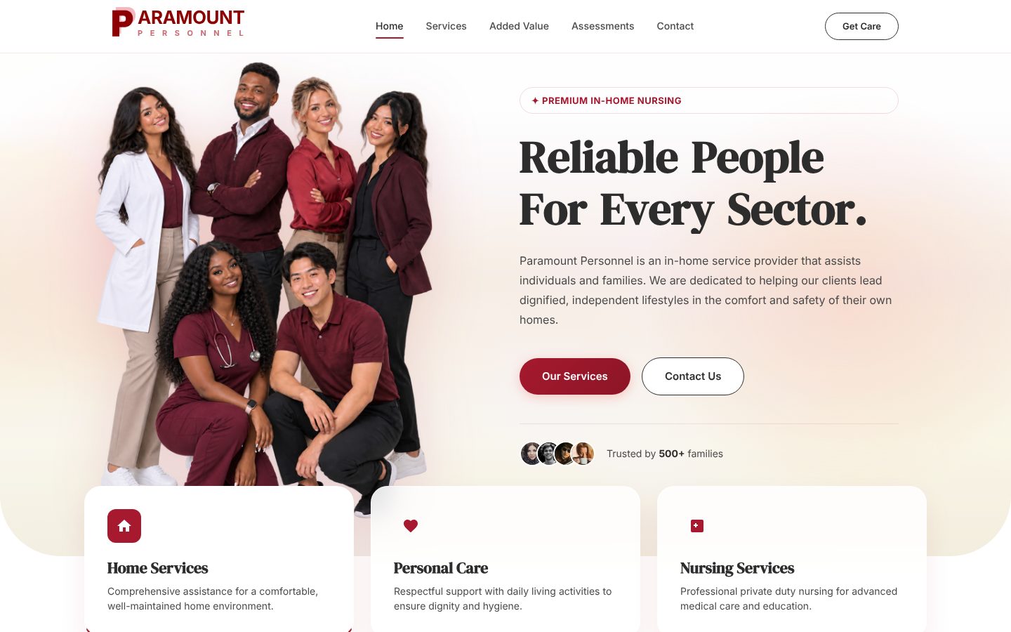 Paramount Personnel website homepage